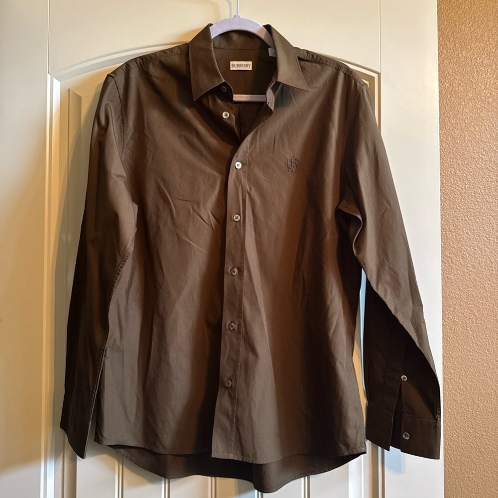 Burberry Black Label Men's Ivory Beige Shirt Longsleeve Button Down Size M